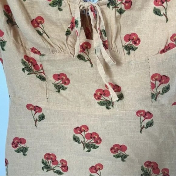 URBAN OUTFITTERS Sweet linen blend cottage core cherry dress - Picture 4 of 4